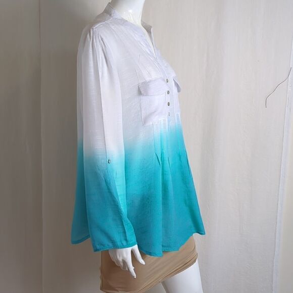 Zac and Rachel Ombre Aqua Tunic Top XL - Picture 2 of 7